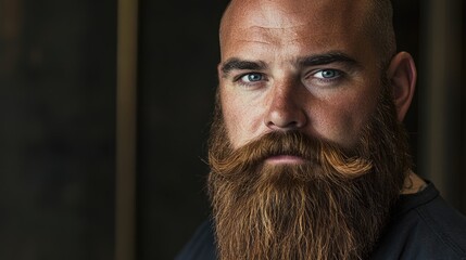 Bearded male barber showcasing artistry and style in a professional grooming environment ideal for beauty and barber shop promotions