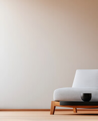 Modern minimalist chair in a serene indoor setting with warm wooden floor