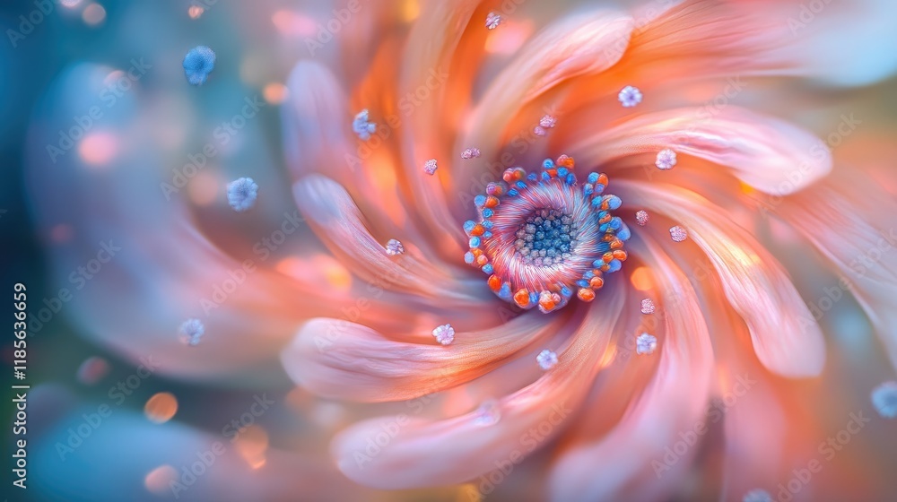 Poster elegant floral swirl with luminous lights in a dreamy soft focus background creating a mesmerizing a