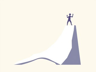 Minimalist illustration of a business person taking a bold step into the unknown, symbolizing courage, opportunity, and growth, new, courage, concept