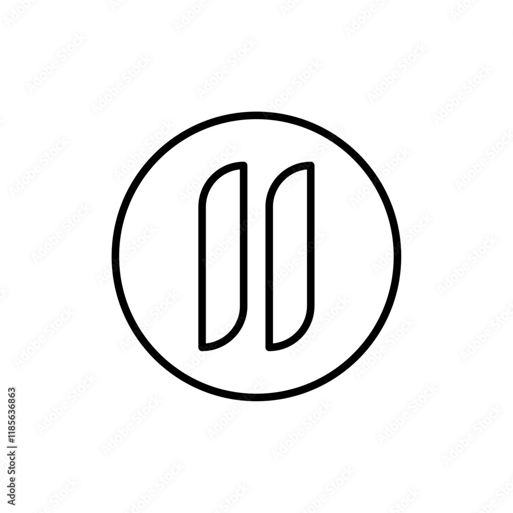 Poster pause button icon vector logo outline