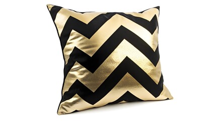 Elegant Black Gold Chevron Pillow Decorative Home Accent Design