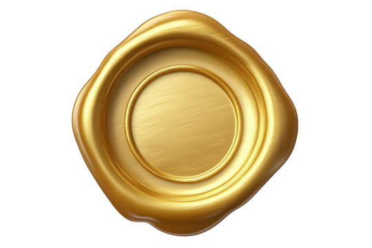 Gold wax seal on transparent background. high resolution PNG file