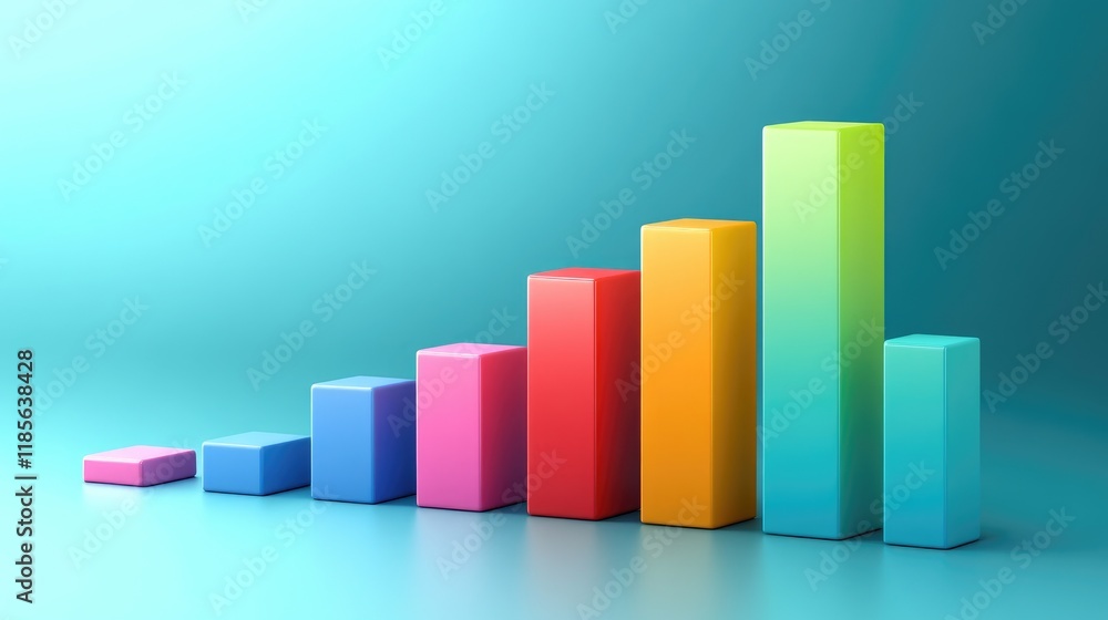 Aufkleber a colorful d bar chart showing monthly sales figures, with each bar standing at different heights, c