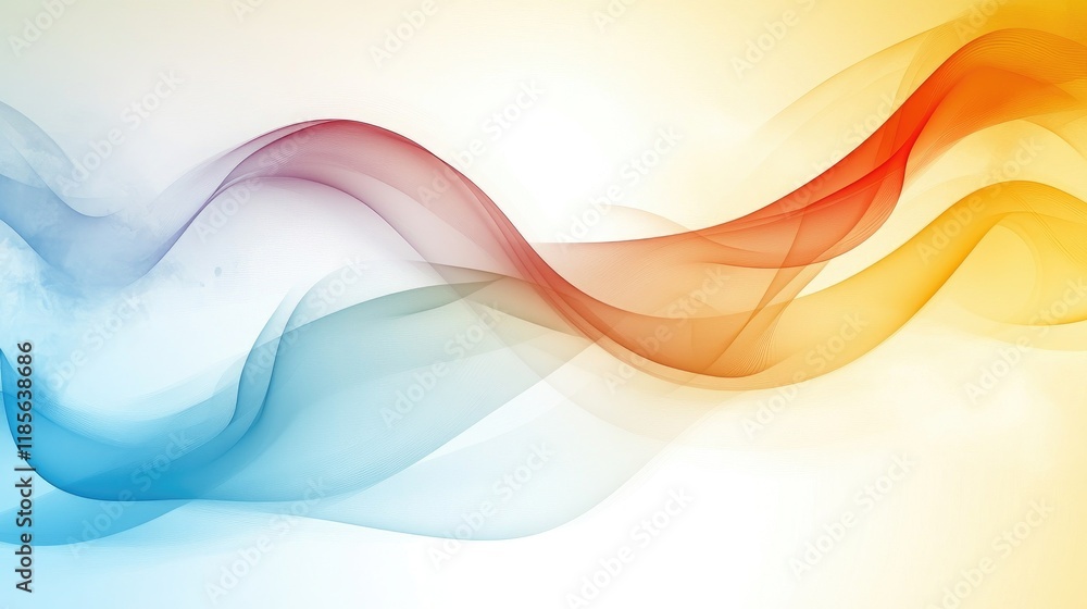 Poster a colorful abstract representation of flowing lines resembling waves, set against a bright backgroun