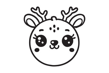 Obraz premium Cute cartoon reindeer face line art