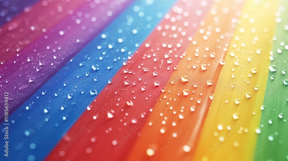 Poster vibrant rainbow abstract background with 3d water droplets creating a fresh and colorful texture for