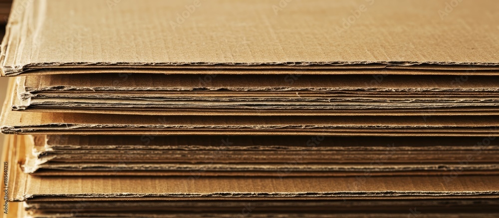 Poster Close up of neatly stacked cardboard boxes showcasing texture and depth ideal for packaging or storage related designs
