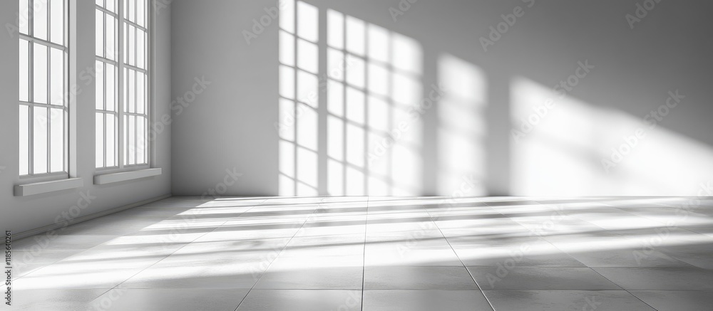 Poster bright scandinavian interior with white and gray design showcasing natural light and empty space for