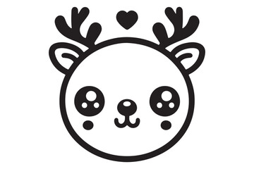 Obraz premium Cute cartoon reindeer face line art