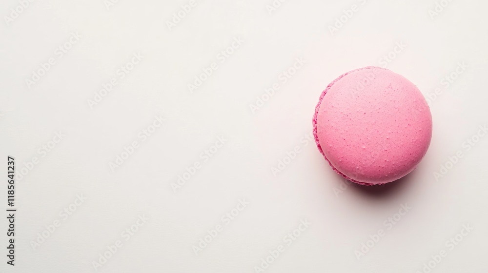 Aufkleber pink macaroon on a smooth white background showcasing its delicate texture and color in a minimalist