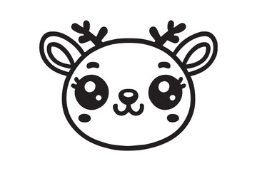 Cute cartoon reindeer face line art