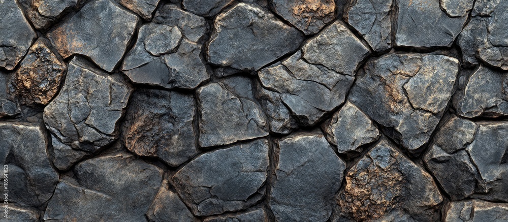 Poster rugged stone wall featuring intricate textures ideal for rustic decor and architectural backgrounds 