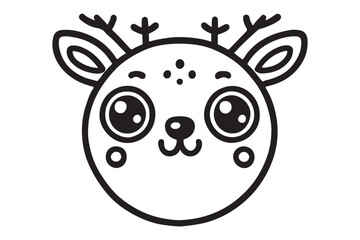 Obraz premium Cute cartoon reindeer face line art