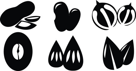 Dry fruits silhouette vector in a white background 