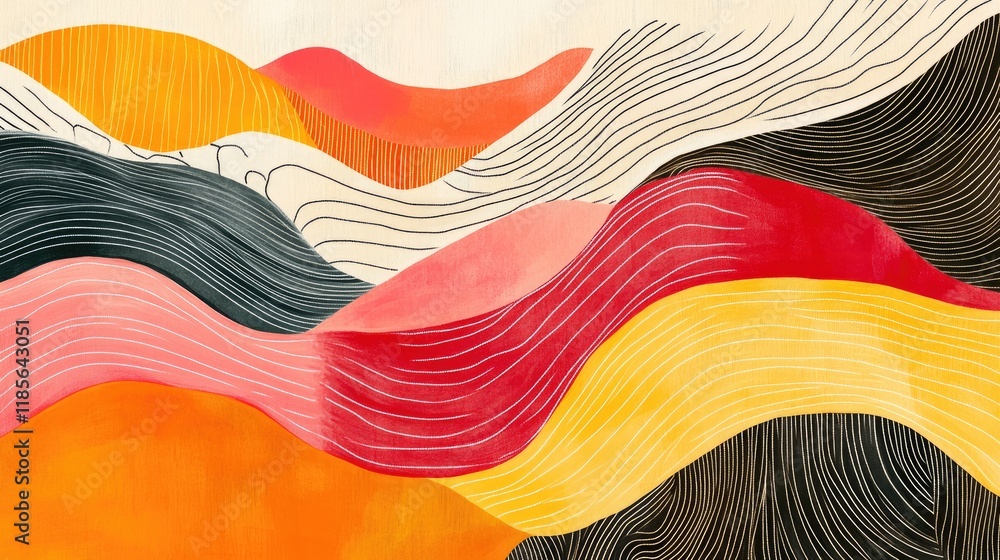 Aufkleber a creative illustration of abstract line art with various thicknesses and angles, forming a dynamic 