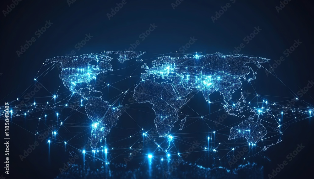 Leinwandbilder a global communication network concept with interconnected business nodes and human resources collab
