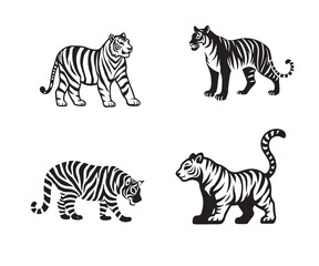Wild Tiger Silhouette Graphic Vector