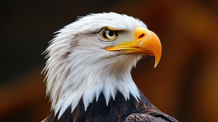 Obraz premium Majestic Bald Eagle Portrait Showing Intense Gaze and Serene Expression in Natural Habitat