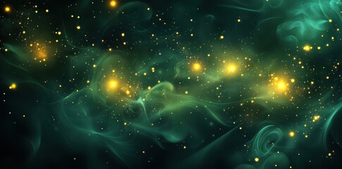 Emerald Nebula Golden Stars Cosmic Dust