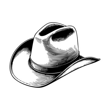 recommend clip art: cowboy hat engraving black and white outline. Scratch board imitation.
                    