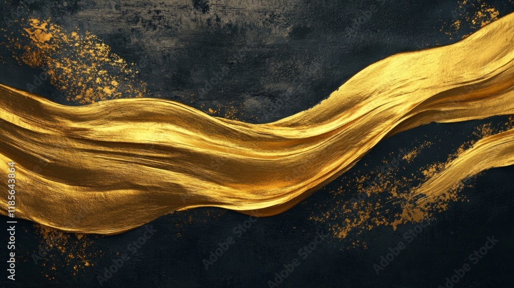 Aufkleber dynamic golden wave abstract art studio setting digital artwork dark background close-up view creati