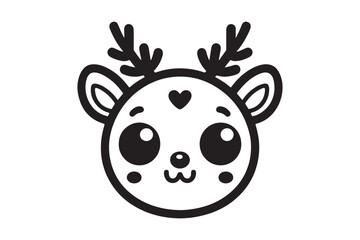 Obraz premium Cute cartoon reindeer face line art