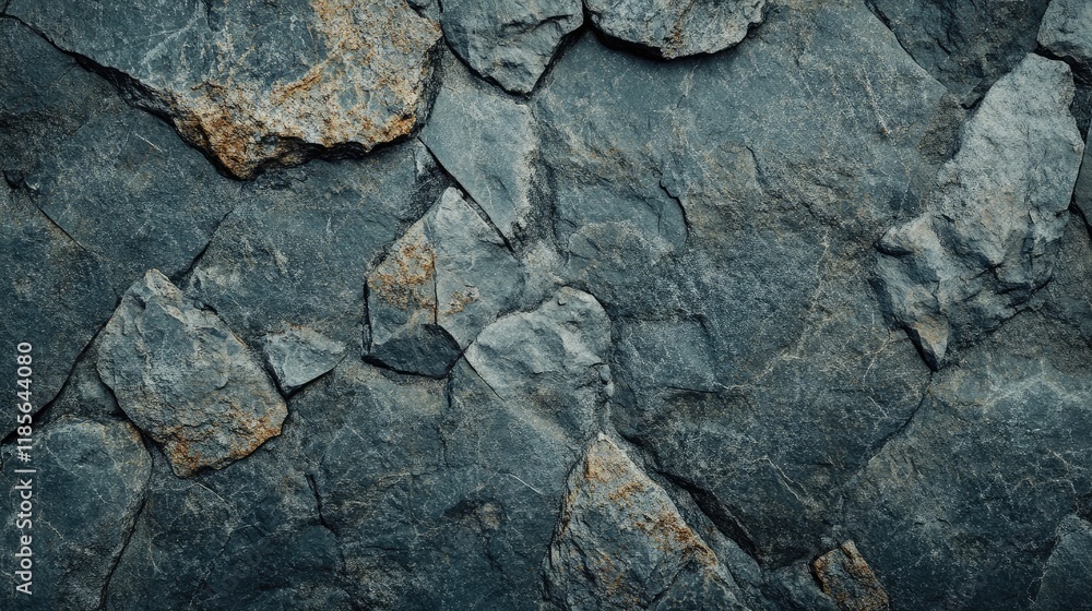 Poster natural textured stone wall background with uneven slate rock surfaces and earthy tones for design a