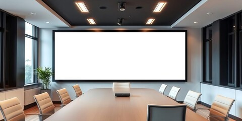 Modern meeting room with a sleek design featuring an empty billboard for customizable messaging, empty billboard, professional, message