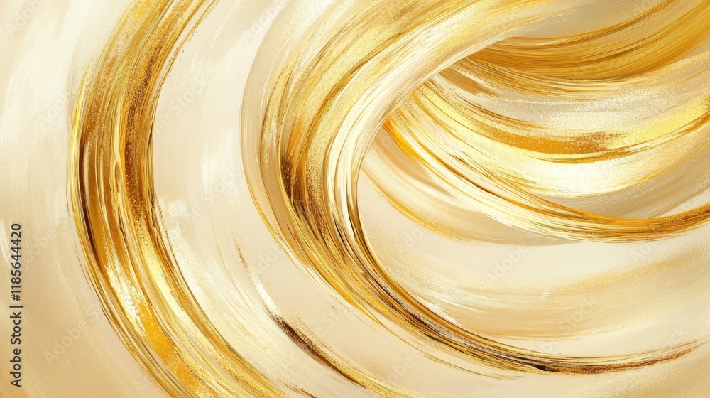 Poster dynamic golden swirls abstract art digital canvas vibrant environment close-up view energy and flow