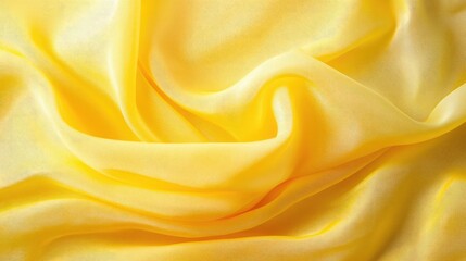 Vibrant yellow fabric texture showcasing delicate folds and softness ideal for backgrounds and textile design projects.