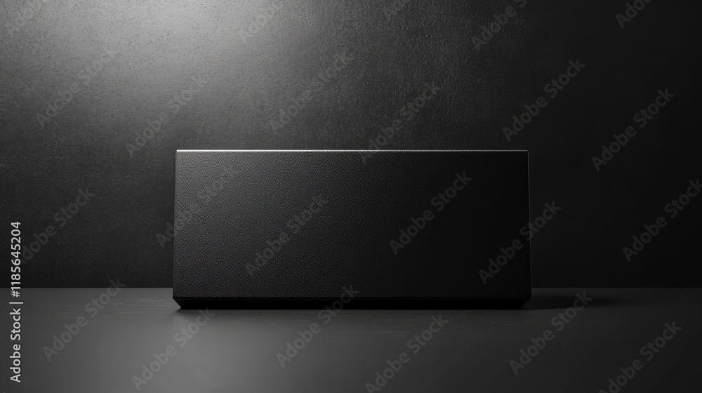 Poster textured black metal background with minimalist white box ideal for product display and branding app