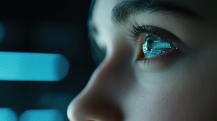 Closeup of futuristic ocular device revolutionizes human vision with advanced technology