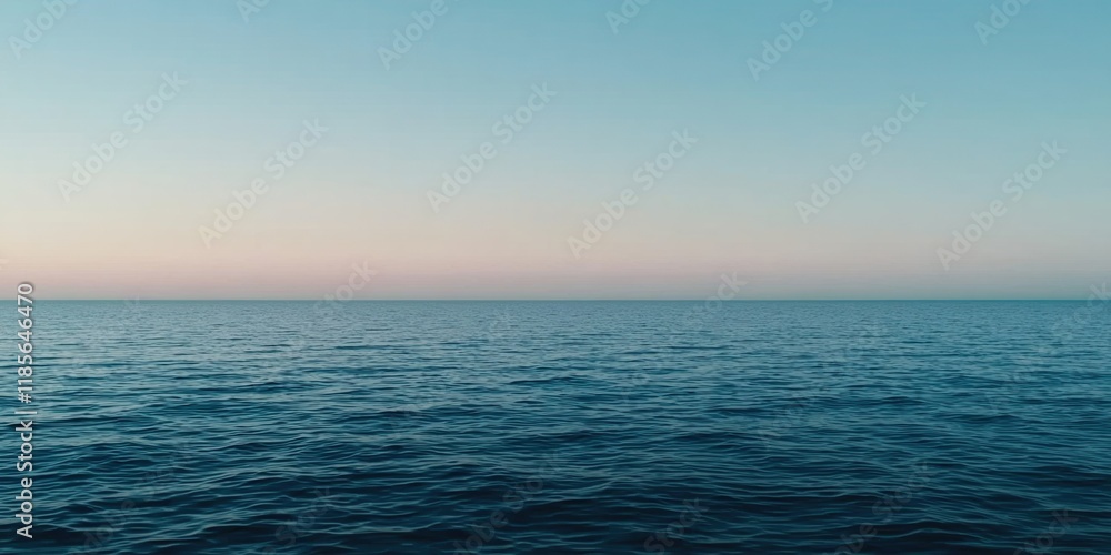 Poster wide view empty concept. serene ocean view with a pastel sky at dawn.
