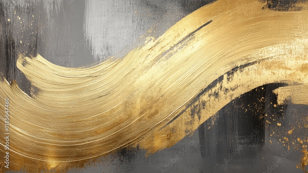 Poster dynamic gold brushstroke art abstract design modern canvas artistic environment close-up view creati