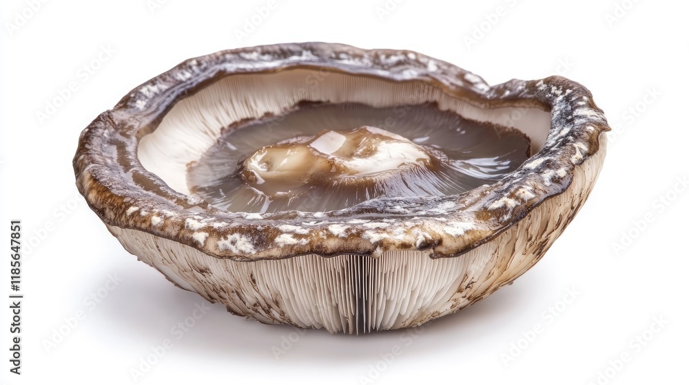 Poster abalone mushroom showcasing its unique texture and color on a white background ideal for culinary an