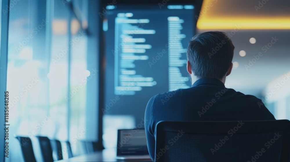 Poster professional photo of application developer working on ui project in contemporary meeting room with 