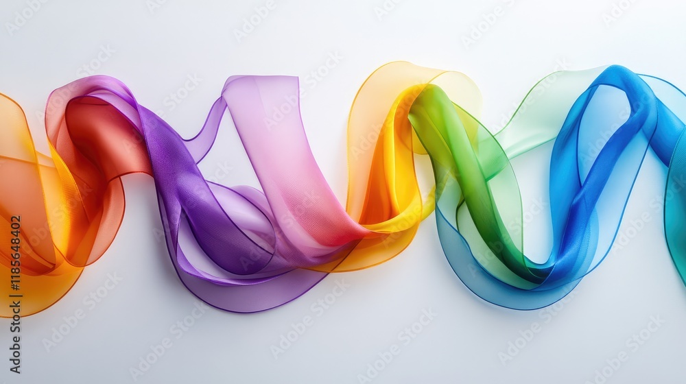 Poster colorful sheer ribbons flowing in waves creating a vibrant and artistic background texture