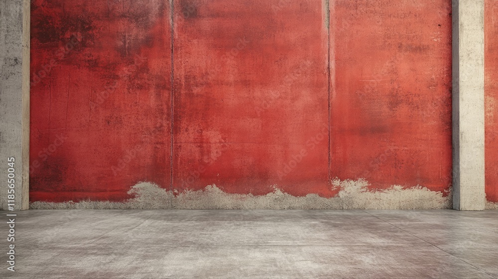 Poster vintage red abstract cement texture with worn edges and concrete elements for artistic backgrounds o