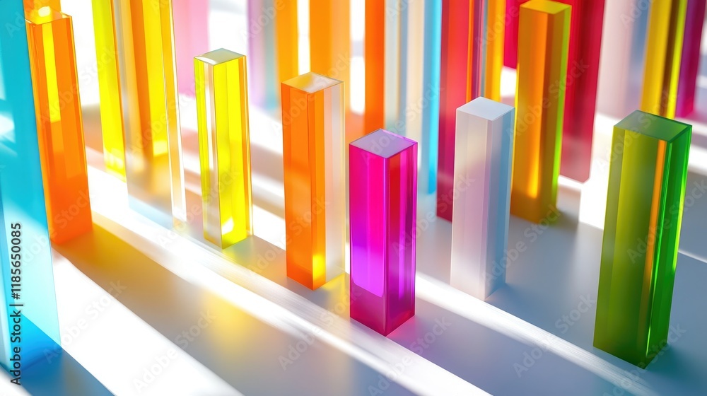 Aufkleber a dynamic d bar graph visualizing survey results, featuring brightly colored bars with shadow effect