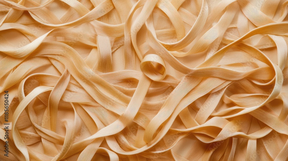 Poster textured background of intertwined rubber bands in soft neutral tones creating an abstract design fo