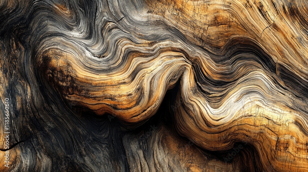 Poster abstract wood grain texture with intricate patterns showcasing rich browns and gold tones suitable f