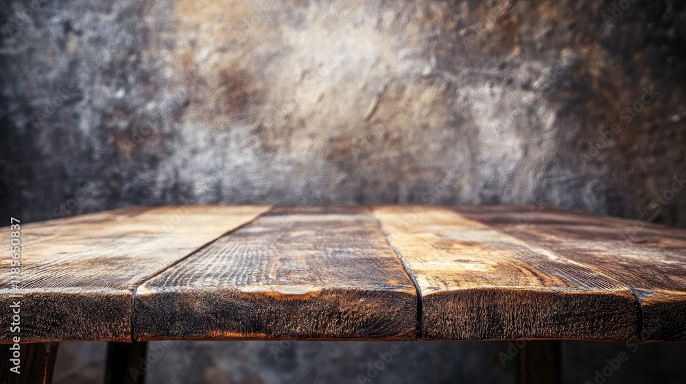 Poster rustic wooden tabletop for creative display and montage with subtle textured background