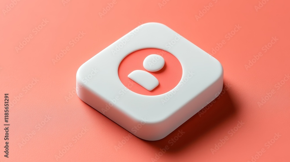 Poster minimalist white square button, study in simplicity and modern 3d design closeup