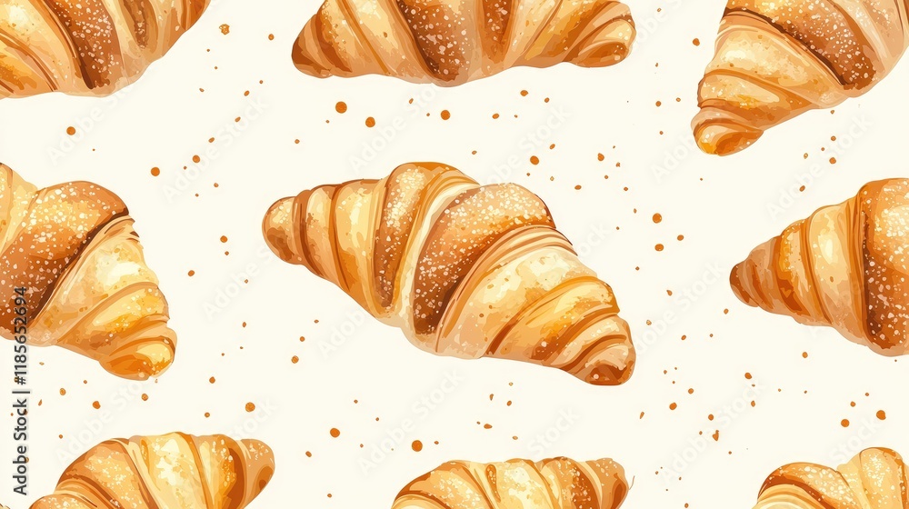Poster delicious croissant pattern on a light background creating a warm and inviting bakery aesthetic suit