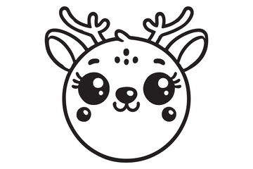Cute cartoon reindeer face line art