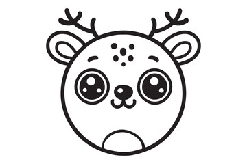 Cute cartoon reindeer face line art