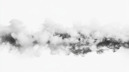 White and grey cloud resembling steam against a white background showcasing a soft and ethereal smoke effect for artistic design purposes
