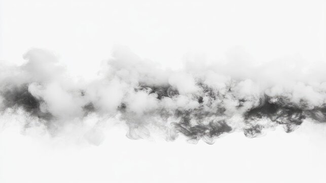 White and grey cloud resembling steam against a white background showcasing a soft and ethereal smoke effect for artistic design purposes