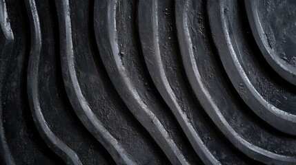 Textured rubber tire grooves close-up showcasing intricate patterns for automotive design and analysis.